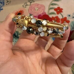 Stella & Dot Gold Bracelet with Black and White Beads